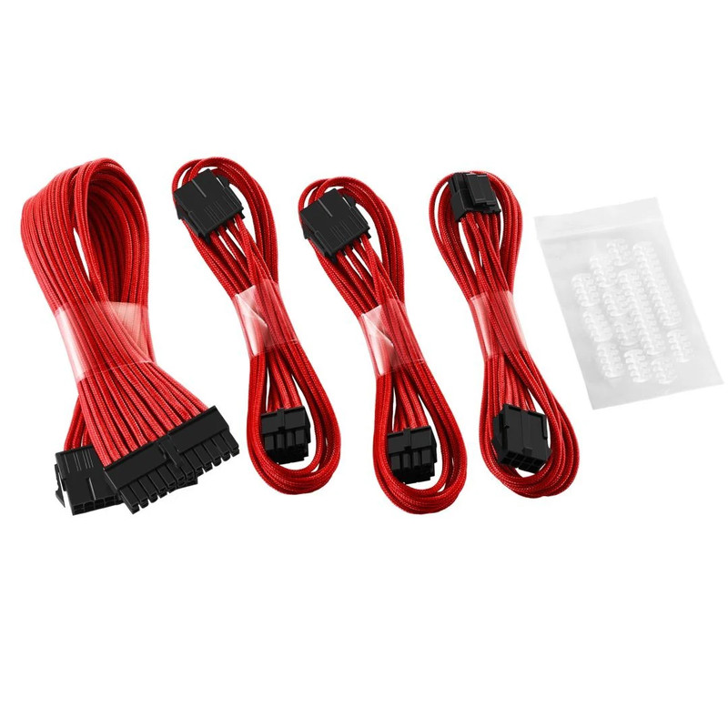 CableMod - Basic ModFlex Dual 6+2 Sleeved Cable Extensions - Red - كابل